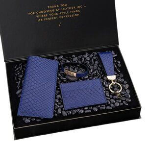 Real Python Leather Gift Set – Handmade Craft - Naval